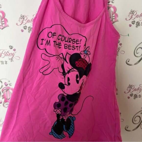 Disney tank Pink Minnie Mouse of course I’m the best stretchy Tank Top funny - Picture 2 of 6